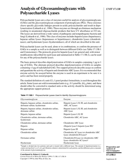 Analysis of Glycosaminoglycans with Polysaccharide Lyases