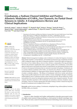 Cenobamate, a Sodium Channel Inhibitor and Positive Allosteric