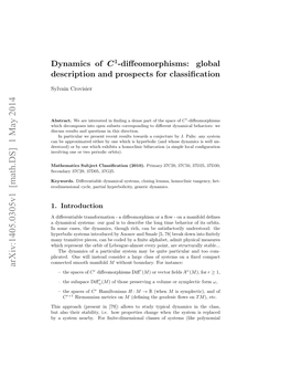 Dynamics of $ C^ 1$-Diffeomorphisms: Global Description and Prospects for Classification