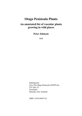 Otago Peninsula Plants