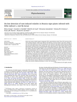 On-Line Detection of Root-Induced Volatiles in Brassica Nigra Plants Infested with Delia Radicum L. Root Fly Larvae