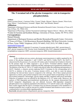 The N-Terminal Tail of the Glycine Transporter: Role in Transporter Phosphorylation