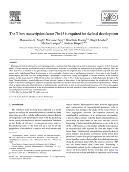 The T-Box Transcription Factor Tbx15 Is Required for Skeletal Development