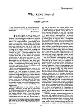 Who Killed Poetry?