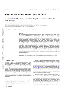 A Spectroscopic Study of the Open Cluster NGC 6250 ?