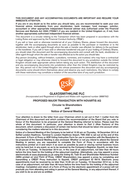 GSK/Novartis Shareholder Circular and Notice of Meeting