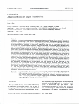 Algal Symbiosis in Larger Foraminifera