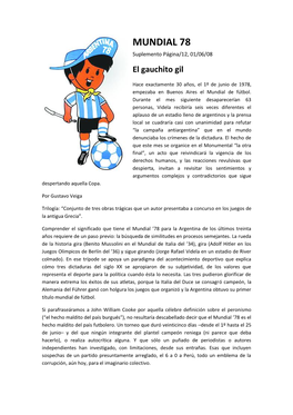 MUNDIAL 78 Suplemento Página/12, 01/06/08 El Gauchito Gil
