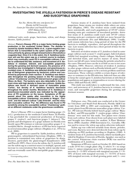 Investigating the Xylella Fastidiosa in Pierce's Disease Resistant And