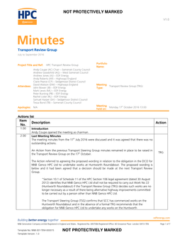 Transport Review Group Minutes July to September 2016