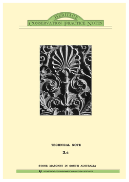 STONE MASONRY in SOUTH AUSTRALIA I DEPARTMENT of ENVIRONMENT and NATURAL RESOUCES Published By