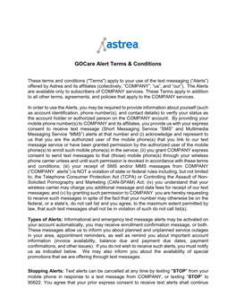 GO CARE Astrea Terms and Conditions