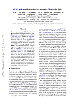 GEM: a General Evaluation Benchmark for Multimodal Tasks