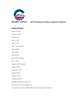 2019 Planning & Zoning Commission Minutes