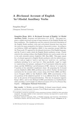 A Bi-Clausal Account of English 'To'-Modal Auxiliary Verbs