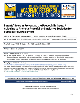 Parents' Roles in Preventing the Paedophilia Issue: a Guideline To