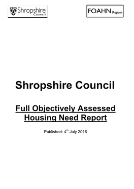 Full Objectively Assessed Housing Need Report