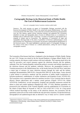 Cartographic Heritage in the Historical Study of Public Health: the Case of Mediterranean Lazzaretos