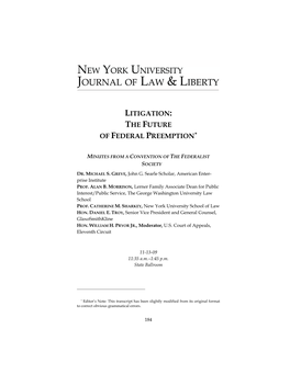 Litigation: the Future of Federal Preemption*