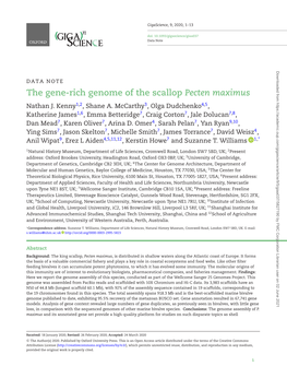 The Gene-Rich Genome of the Scallop Pecten Maximus Nathan J