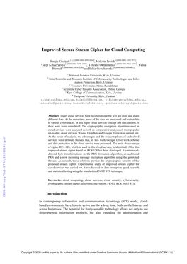 Improved Secure Stream Cipher for Cloud Computing