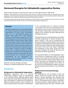 Hormonal Therapies for Hidradenitis Suppurativa: Review