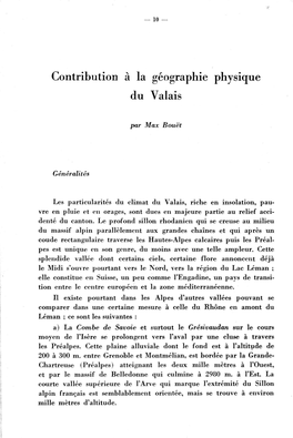 Contribution À La Géographie Physique Du Valais