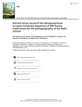 Detrital Zircon Record of the Mesoproterozoic to Lower Cambrian Sequences of NW Russia: Implications for the Paleogeography of the Baltic Interior