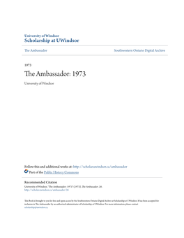 The Ambassador: 1973 University of Windsor