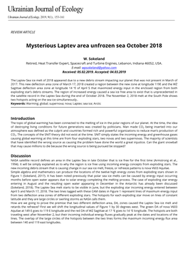 Mysterious Laptev Area Unfrozen Sea October 2018