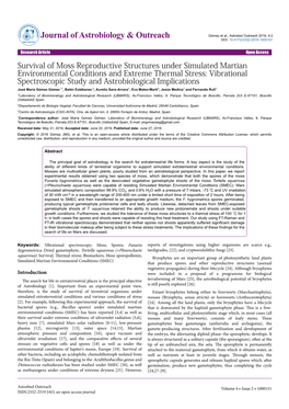 Survival of Moss Reproductive Structures Under Simulated Martian