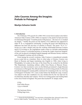 John Cournos Among the Imagists: Prelude to Petrograd