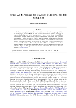 Brms: an R Package for Bayesian Multilevel Models Using Stan