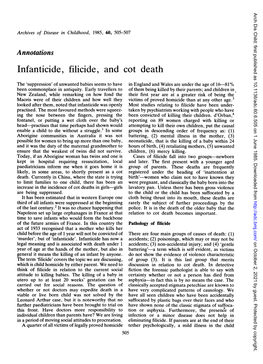 Infanticide, Filicide, and Cot Death