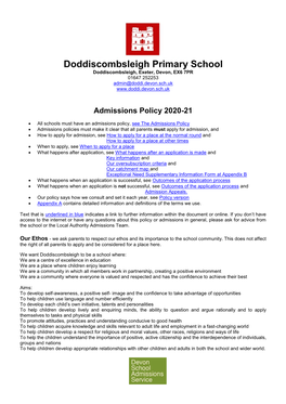 Admissions Policy 2020-21