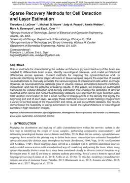 Sparse Recovery Methods for Cell Detection and Layer Estimation Theodore J