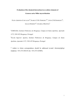 Evaluation of the Chemical Interactions in Co-Culture Elements of Castanea