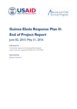 Guinea Ebola Response Plan II: End of Project Report June 02, 2015–May 31, 2016