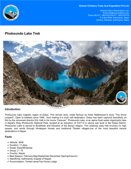 Phoksundo Lake Trek