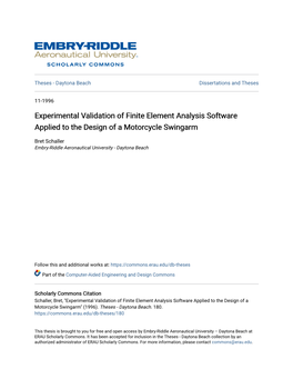 Experimental Validation of Finite Element Analysis Software Applied to the Design of a Motorcycle Swingarm