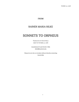 Sonnets to Orpheus