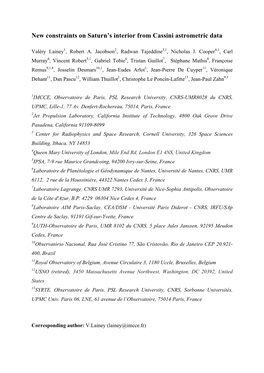 New Constraints on Saturn's Interior from Cassini Astrometric Data