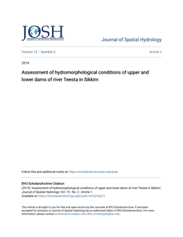Assessment of Hydromorphological Conditions of Upper and Lower Dams of River Teesta in Sikkim