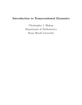 Introduction to Transcendental Dynamics Christopher J. Bishop