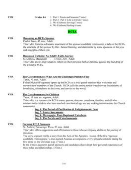 VHS VHS Becoming an RCIA Sponsor Paulist Press, 45 Min., Adult This