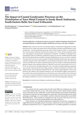 The Impact of Coastal Geodynamic Processes on the Distribution of Trace Metal Content in Sandy Beach Sediments, South-Eastern Baltic Sea Coast (Lithuania)