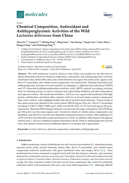 Chemical Composition, Antioxidant and Antihyperglycemic Activities of the Wild Lactarius Deliciosus from China