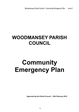 Woodmansey Community Emergency Plan Level 1