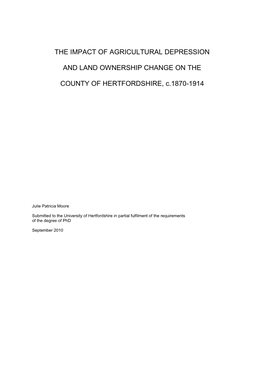 The Impact of Agricultural Depression and Land