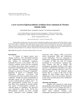 A New Record of Photosymbiotic Ascidians from Andaman & Nicobar